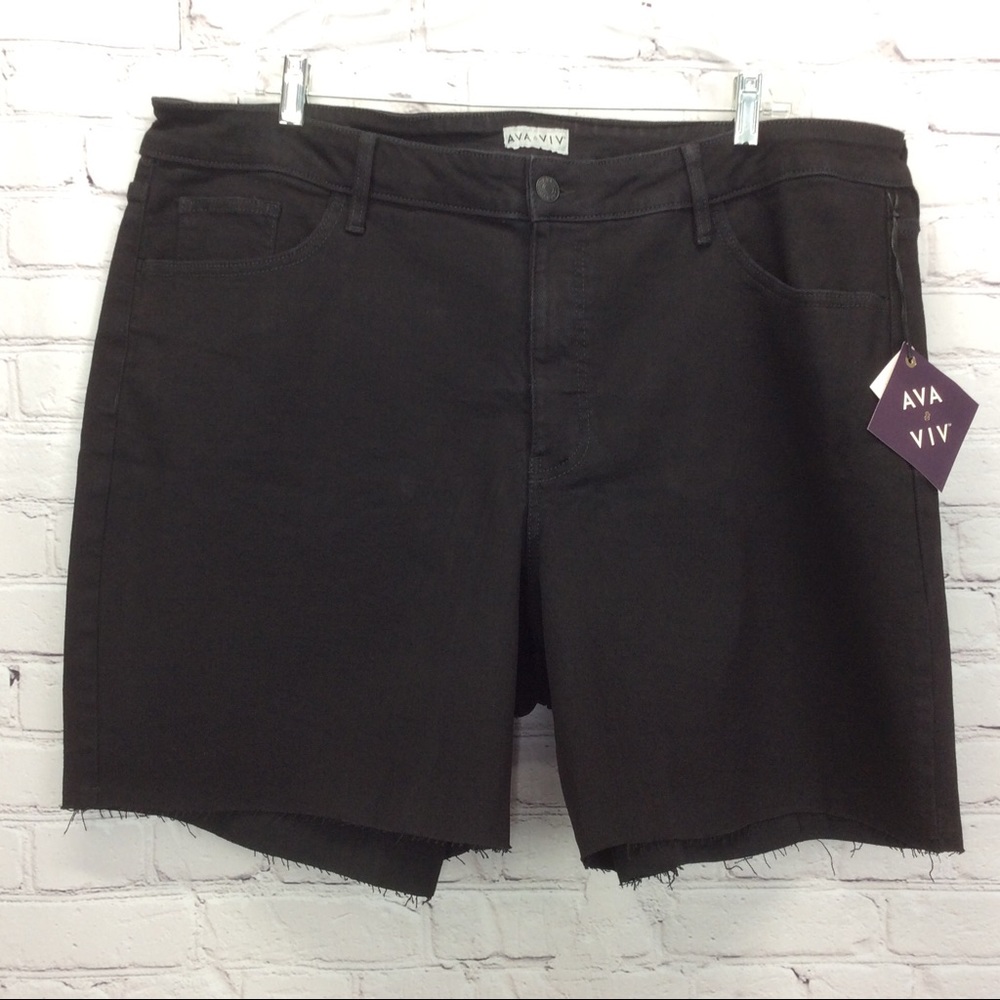 Ava & Viv Jean Shorts Women’s Plus Sz 22W Blk High Rise Cutoff Distressed Ripped - Picture 5 of 9
